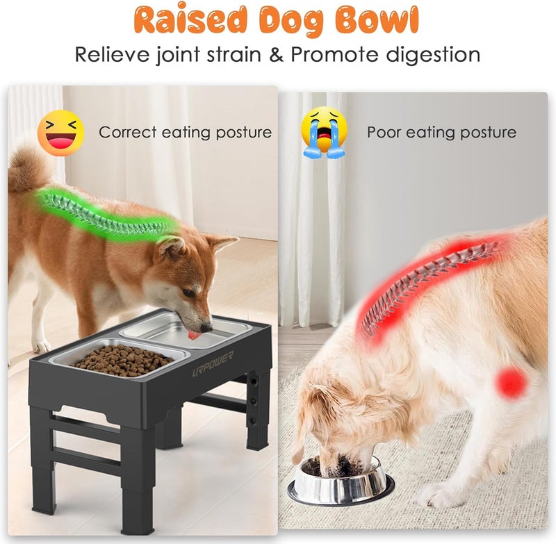 URPOWER Elevated Dog Bowls 4 Height Adjustable Raised Stand with 2 Large Stainless Steel Dog Food and Water Bowl for Small, Medium, Large Dogs and Pets - Image 3